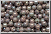 b�hm. Glasperle, rund, 4mm, grey, op., nebula, 50 Stk.