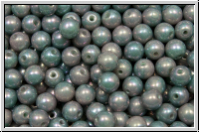 b�hm. Glasperle, rund, 4mm, mint, lt., op., nebula, 50 Stk.