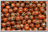 b�hm. Glasperle, rund, 4mm, orange, op., silver picasso, 50 Stk.