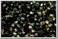 B�hm. Glasschliffperle, feuerpol., 3mm, black, op., half vitrail, 50 Stk.