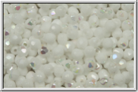 B�hm. Glasschliffperle, feuerpol., 3mm, white, op., AB, 50 Stk.