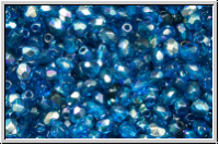 B�hm. Glasschliffperle, feuerpol., 3mm, capri blue, trans., AB, 50 Stk.