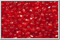 B�hm. Glasschliffperle, feuerpol., 3mm, siam, dk., trans., 50 Stk.