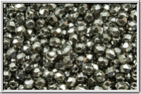 B�hm. Glasschliffperle, feuerpol., 3mm, black, op., full chrome, 50 Stk.