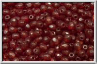 B�hm. Glasschliffperle, feuerpol., 3mm, garnet, dk., trans., 50 Stk.