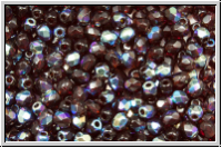 B�hm. Glasschliffperle, feuerpol., 3mm, garnet, dk., trans., AB, 50 Stk.