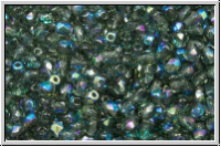 B�hm. Glasschliffperle, feuerpol., 3mm, grey, dk., trans., AB, 50 Stk.