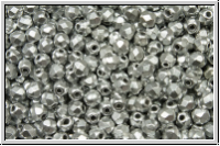 B�hm. Glasschliffperle, feuerpol., 3mm, silver, met., satin, 50 Stk.