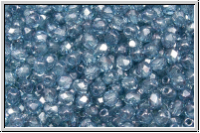 B�hm. Glasschliffperle, feuerpol., 3mm, crystal, trans., blue marbled, 50 Stk.