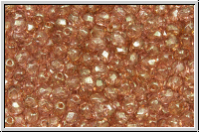 B�hm. Glasschliffperle, feuerpol., 3mm, crystal, trans., rose gold marbled, 50 Stk.