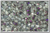 B�hm. Glasschliffperle, feuerpol., 3mm, crystal, trans., half brown flair, 50 Stk.