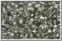 B�hm. Glasschliffperle, feuerpol., 3mm, crystal, trans., half vitrail lt., 50 Stk.