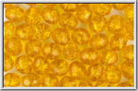 B�hm. Glasschliffperle, feuerpol., 8mm, topaz, lt., trans., cracked, 10 Stk.