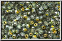 B�hm. Glasschliffperle, feuerpol., 3mm, crystal, trans., half marea, 50 Stk.