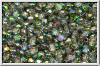 B�hm. Glasschliffperle, feuerpol., 3mm, crystal, trans., half vitrail med., 50 Stk.