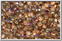 B�hm. Glasschliffperle, feuerpol., 3mm, crystal, trans., half sliperit, 50 Stk.
