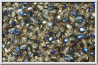 B�hm. Glasschliffperle, feuerpol., 3mm, crystal, trans., half azuro, 50 Stk.