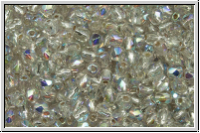 B�hm. Glasschliffperle, feuerpol., 3mm, crystal, trans., silver-ld., AB, 50 Stk.
