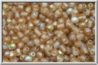 B�hm. Glasschliffperle, feuerpol., 3mm, crystal, trans., brown AB, matte, 50 Stk.