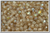 B�hm. Glasschliffperle, feuerpol., 3mm, crystal, trans., lemon AB, matte, 50 Stk.