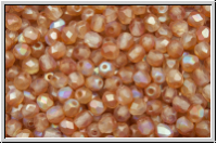 B�hm. Glasschliffperle, feuerpol., 3mm, crystal, trans., orange AB, matte, 50 Stk.