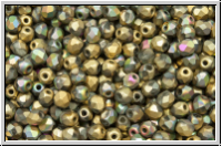 B�hm. Glasschliffperle, feuerpol., 3mm, crystal, trans., california meadows, matte, 50 Stk.
