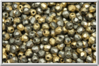 B�hm. Glasschliffperle, feuerpol., 3mm, crystal, trans., california graphite, matte, 50 Stk.
