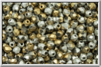 B�hm. Glasschliffperle, feuerpol., 3mm, crystal, trans., california silver, matte, 50 Stk.