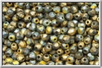 B�hm. Glasschliffperle, feuerpol., 3mm, crystal, trans., california sunshine, matte, 50 Stk.