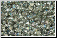 B�hm. Glasschliffperle, feuerpol., 3mm, crystal, trans., silver AB, 50 Stk.