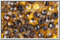 B�hm. Glasschliffperle, feuerpol., 8mm, amber/topaz, trans., cracked, 10 Stk.