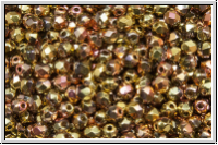 B�hm. Glasschliffperle, feuerpol., 3mm, crystal, trans., california pink, 50 Stk.