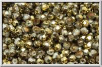 B�hm. Glasschliffperle, feuerpol., 3mm, crystal, trans., california nights, 50 Stk.