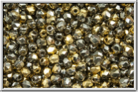 B�hm. Glasschliffperle, feuerpol., 3mm, crystal, trans., california graphite, 50 Stk.
