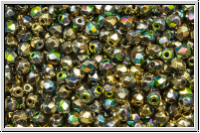 B�hm. Glasschliffperle, feuerpol., 3mm, crystal, trans., california meadows, 50 Stk.