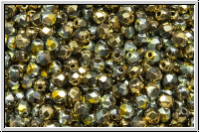 B�hm. Glasschliffperle, feuerpol., 3mm, crystal, trans., california sun, 50 Stk.