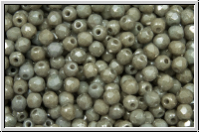 B�hm. Glasschliffperle, feuerpol., 3mm, white, op., grey marbled, 50 Stk.
