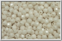 B�hm. Glasschliffperle, feuerpol., 3mm, white, op., luster, 50 Stk.