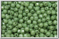 B�hm. Glasschliffperle, feuerpol., 3mm, white, op., green marbled, 50 Stk.