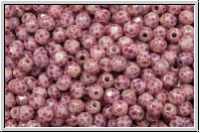 B�hm. Glasschliffperle, feuerpol., 3mm, white, op., pink marbled, 50 Stk.
