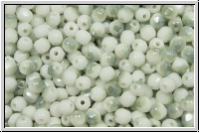 B�hm. Glasschliffperle, feuerpol., 3mm, white, op., half blue lagoon, 50 Stk.