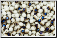 B�hm. Glasschliffperle, feuerpol., 3mm, white, op., half azuro, 50 Stk.