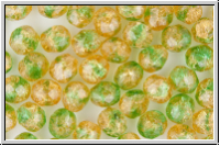 B�hm. Glasschliffperle, feuerpol., 8mm, amber/green, trans., cracked, 10 Stk.