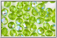 B�hm. Glasschliffperle, feuerpol., 8mm, green, trans., AB, 10 Stk.