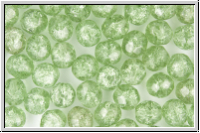 B�hm. Glasschliffperle, feuerpol., 8mm, erinite, trans., cracked, 10 Stk.