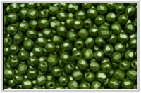 B�hm. Glasschliffperle, feuerpol., 3mm, white, alabaster, olivine pastel, 50 Stk.