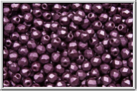 B�hm. Glasschliffperle, feuerpol., 3mm, white, alabaster, bordeaux pastel, 50 Stk.