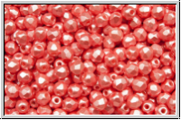 B�hm. Glasschliffperle, feuerpol., 3mm, white, alabaster, lt. coral pastel, 50 Stk.