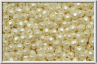 B�hm. Glasschliffperle, feuerpol., 3mm, white, alabaster, lt. cream pearl pastel, 50 Stk.