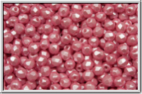 B�hm. Glasschliffperle, feuerpol., 3mm, white, alabaster, pink pastel, 50 Stk.